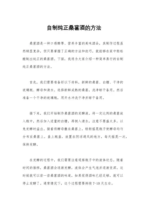 自制纯正桑葚酒的方法