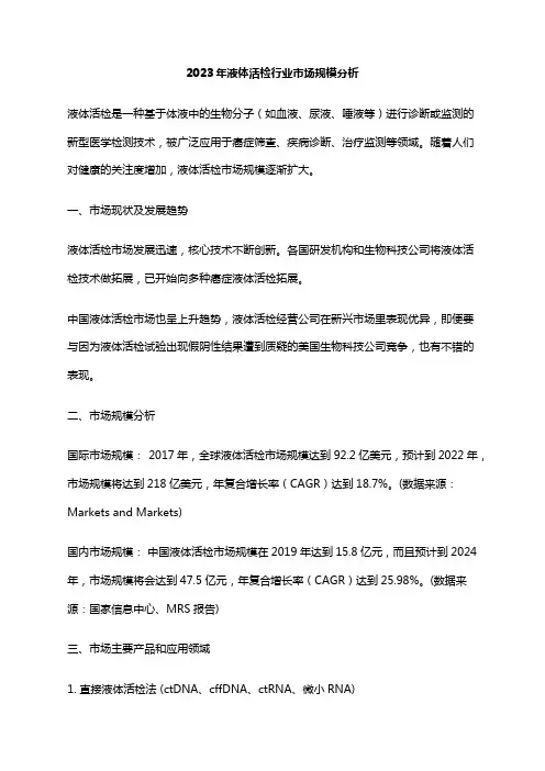 2023年液体活检行业市场规模分析