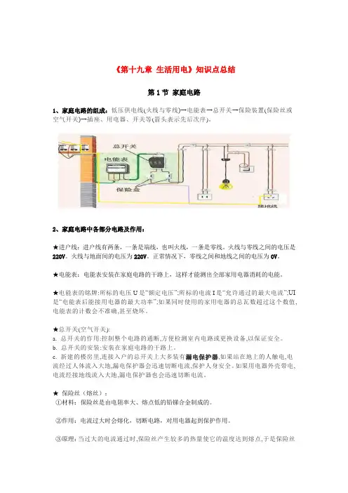 家庭电路知识点打印