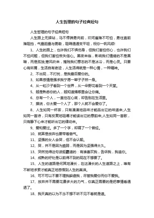 人生哲理的句子经典短句