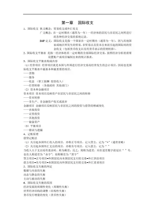 国际金融学期末考试重点知识复习总结