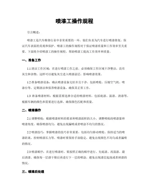 喷漆工操作规程