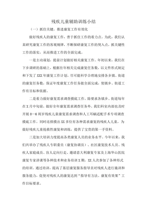 残疾儿童辅助训练小结