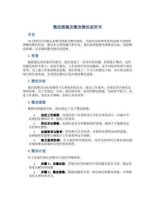 整改措施及整改情况说明书