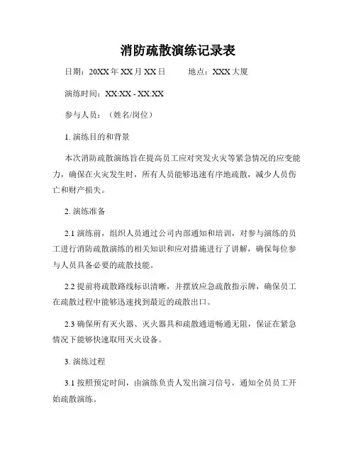消防疏散演练记录表
