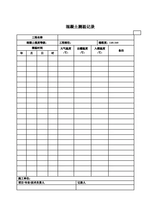 混凝土测温记录表 冬季施工