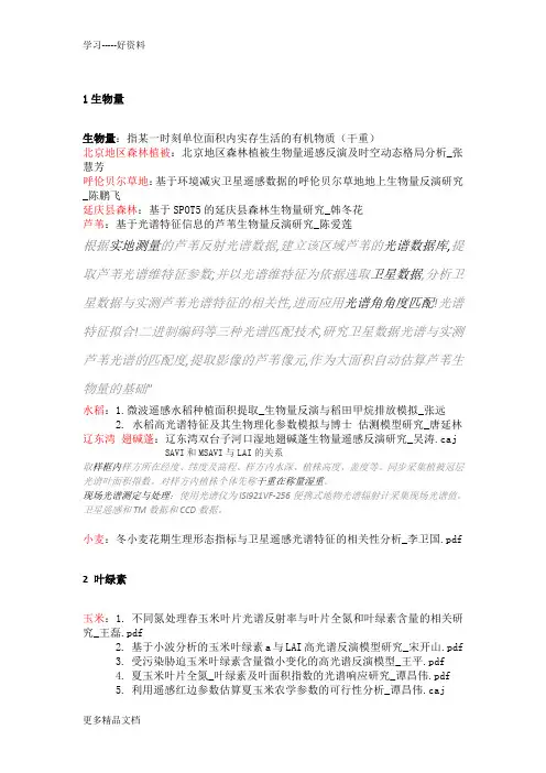 植被指数总结资料