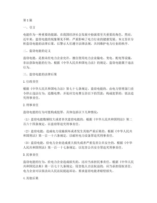 盗窃电能法律后果(3篇)