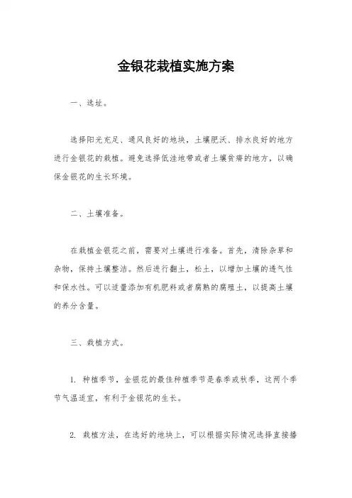 金银花栽植实施方案