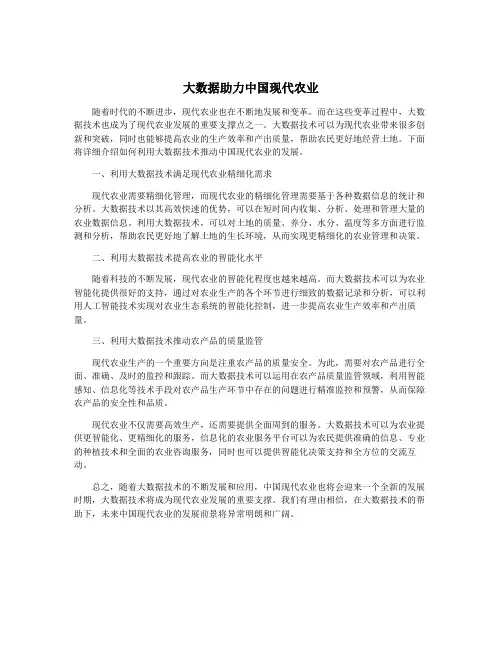大数据助力中国现代农业