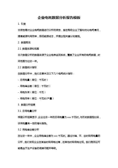 企业电耗数据分析报告模板