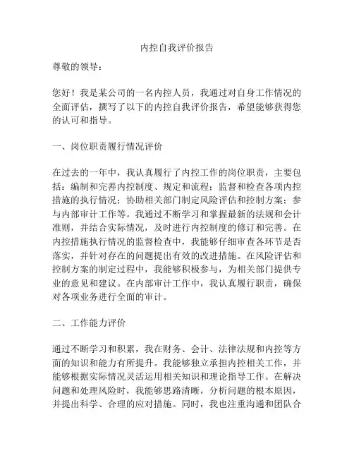 内控自我评价报告