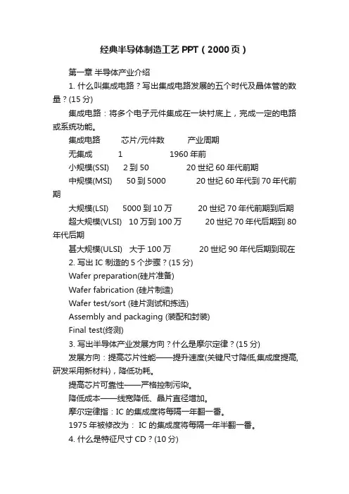 经典半导体制造工艺PPT（2000页）