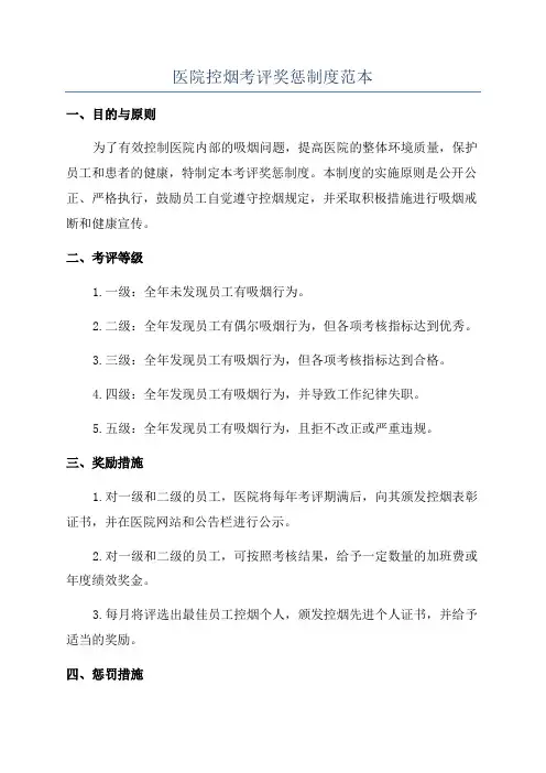 医院控烟考评奖惩制度范本