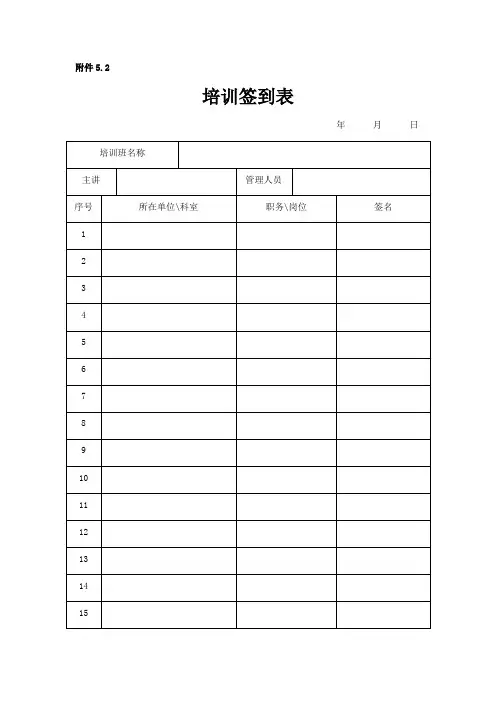 培训签到表-记录表-效果评价表