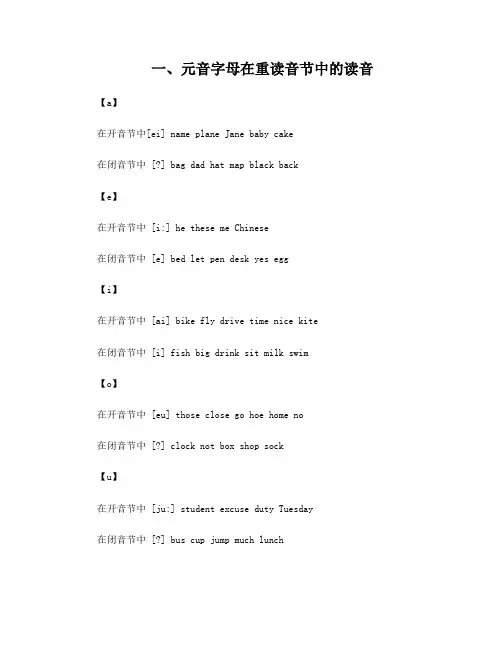 【元音字母发音规则】