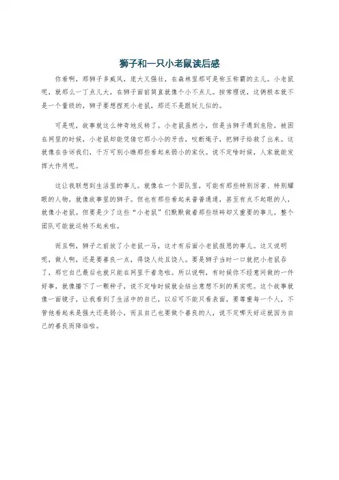 狮子和一只小老鼠读后感