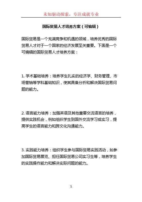 国际贸易人才培养方案(可编辑) (2)