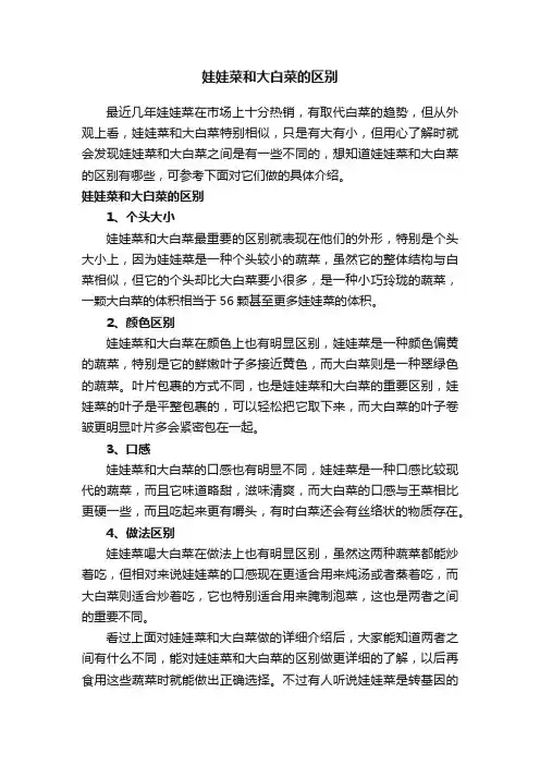 娃娃菜和大白菜的区别