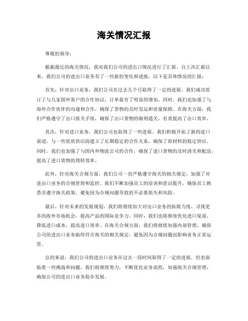 海关情况汇报