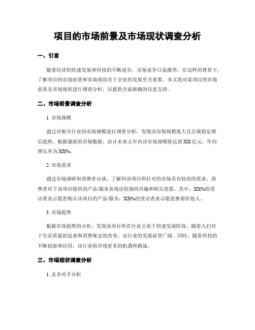 项目的市场前景及市场现状调查分析