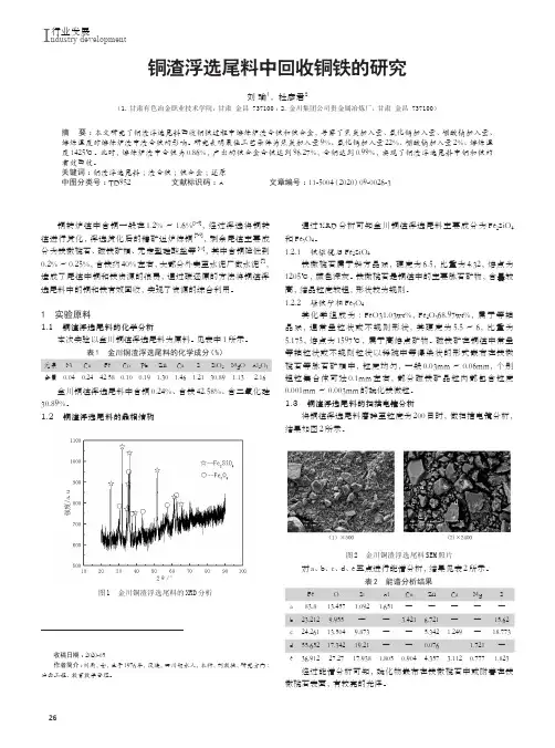 铜渣浮选尾料中回收铜铁的研究