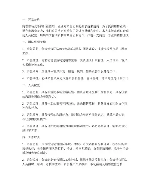 销售团队组设方案