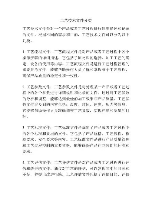 工艺技术文件分类