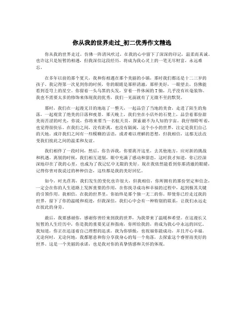 你从我的世界走过_初二优秀作文精选