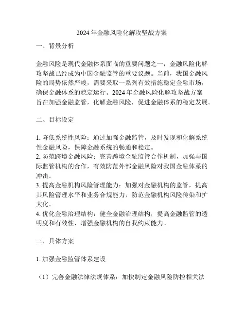 2024年金融风险化解攻坚战方案