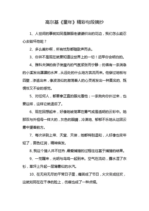 《童年》精彩句段摘抄