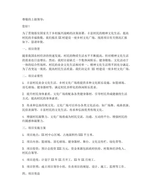 乡村文化广场项目申请书