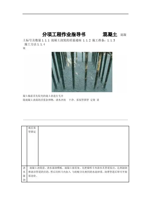 完整word版混凝土浇筑作业指导书