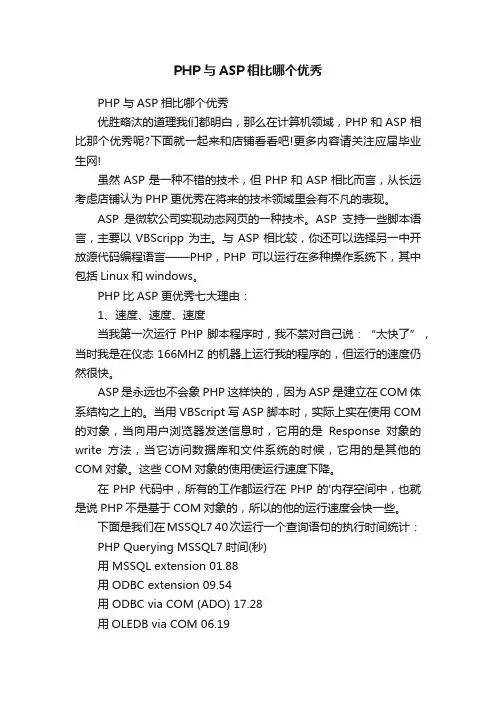 PHP与ASP相比哪个优秀