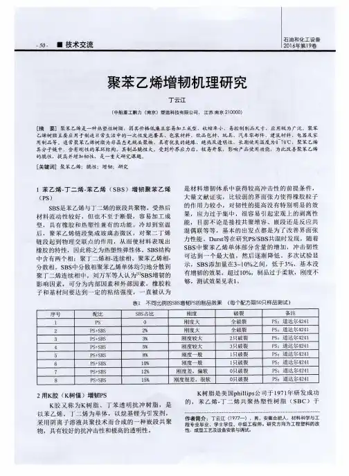 聚苯乙烯增韧机理研究