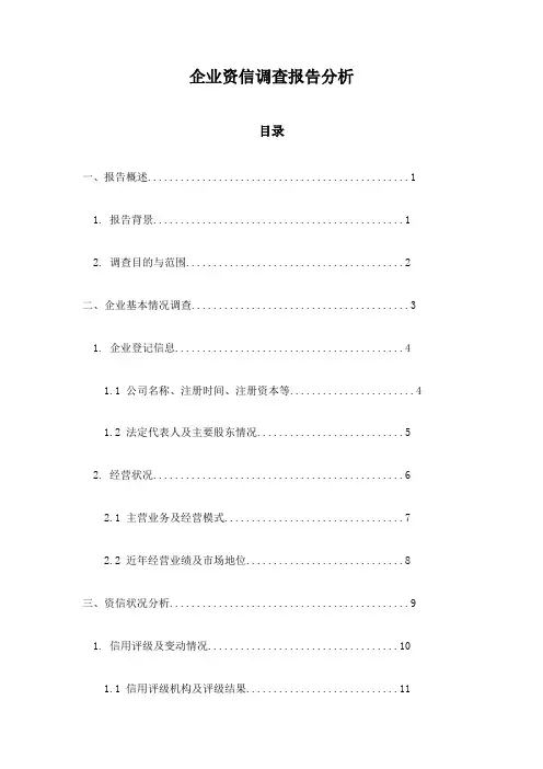 企业资信调查报告分析