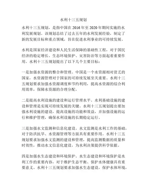 水利十三五规划