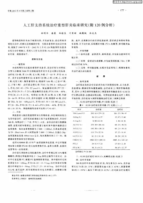 人工肝支持系统治疗重型肝炎临床研究(附120例分析)