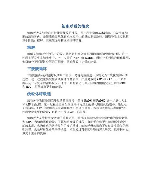 细胞呼吸的概念