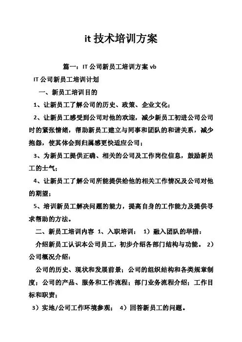 it技术培训方案