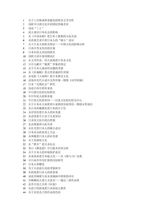 (日语毕业论文)从芥川龙之介的作品看人性的丑恶——以《罗生门》、《竹林中》、《河童》为例