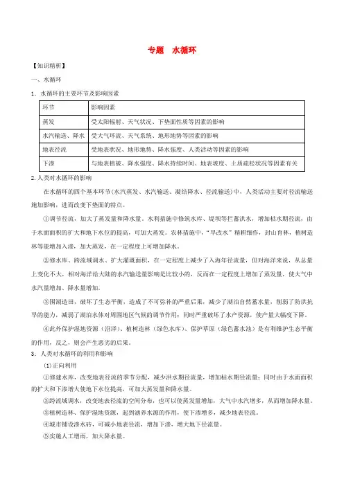 2019高考地理二轮复习微专题要素探究与设计 专题3.1 水循环学案