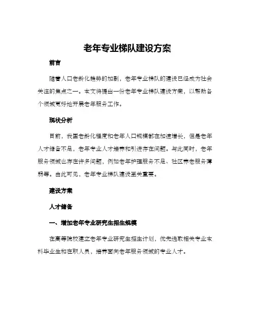 老年专业梯队建设方案