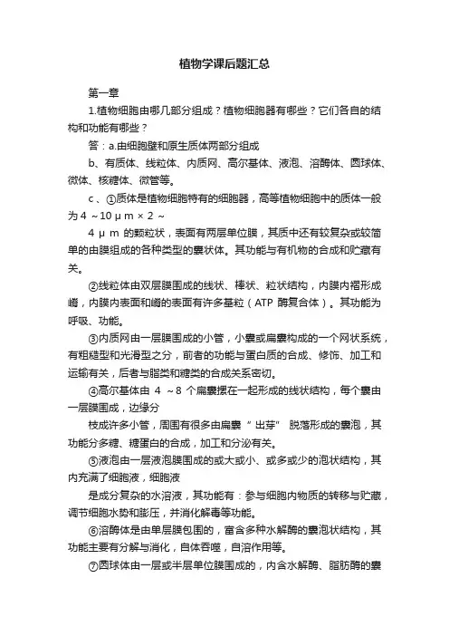 植物学课后题汇总