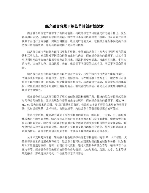 媒介融合背景下综艺节目创新性探索