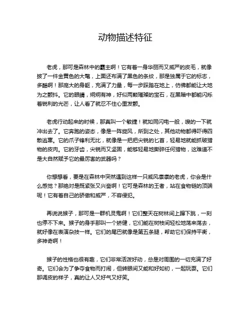 动物描述特征
