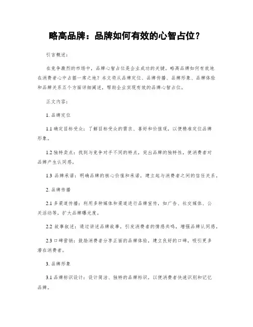 略高品牌：品牌如何有效的心智占位？