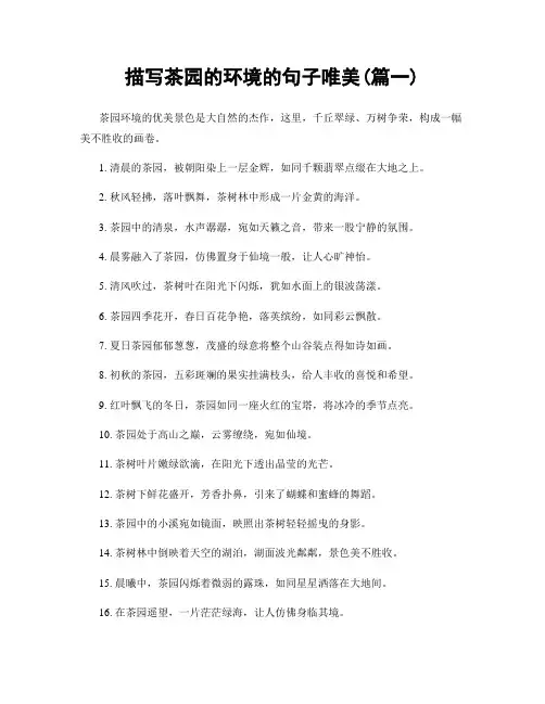 描写茶园的环境的句子唯美(精选两篇)