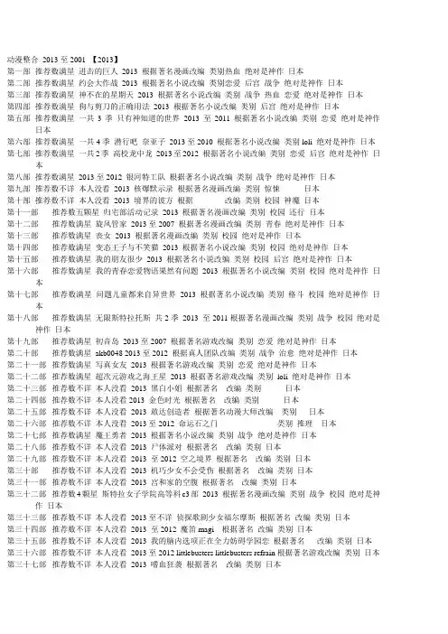 动漫整合 2013至2001