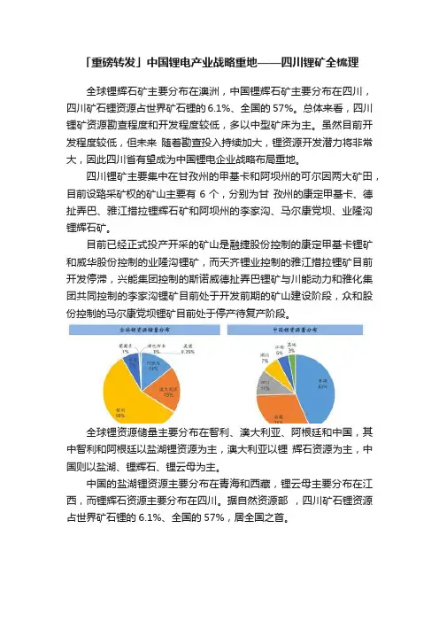 「重磅转发」中国锂电产业战略重地——四川锂矿全梳理